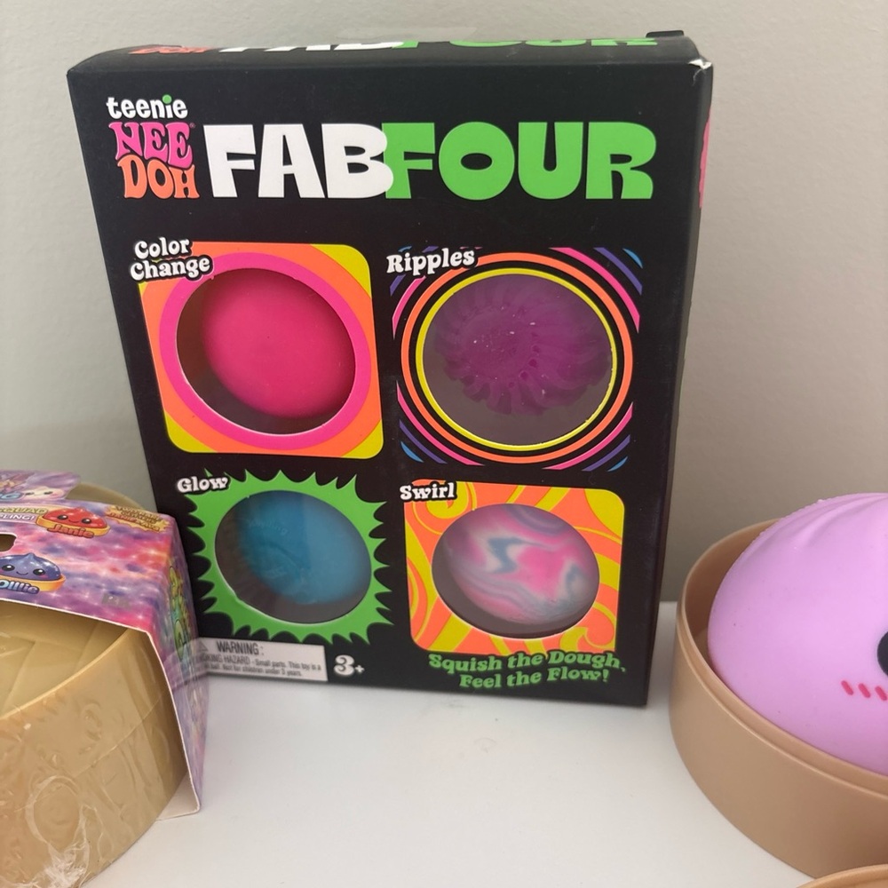 Teenie Nee Doh FAB FOUR Swirl, Sugar Axolotl, purple dumpling